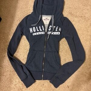 Navy blue Hollister zip up hoodie